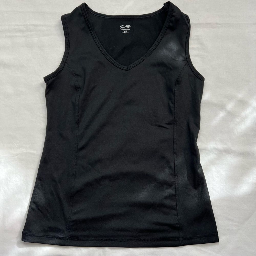 Champion Black V-Neck Performance Athletic Athleisure Stretch Sporty Tank XS